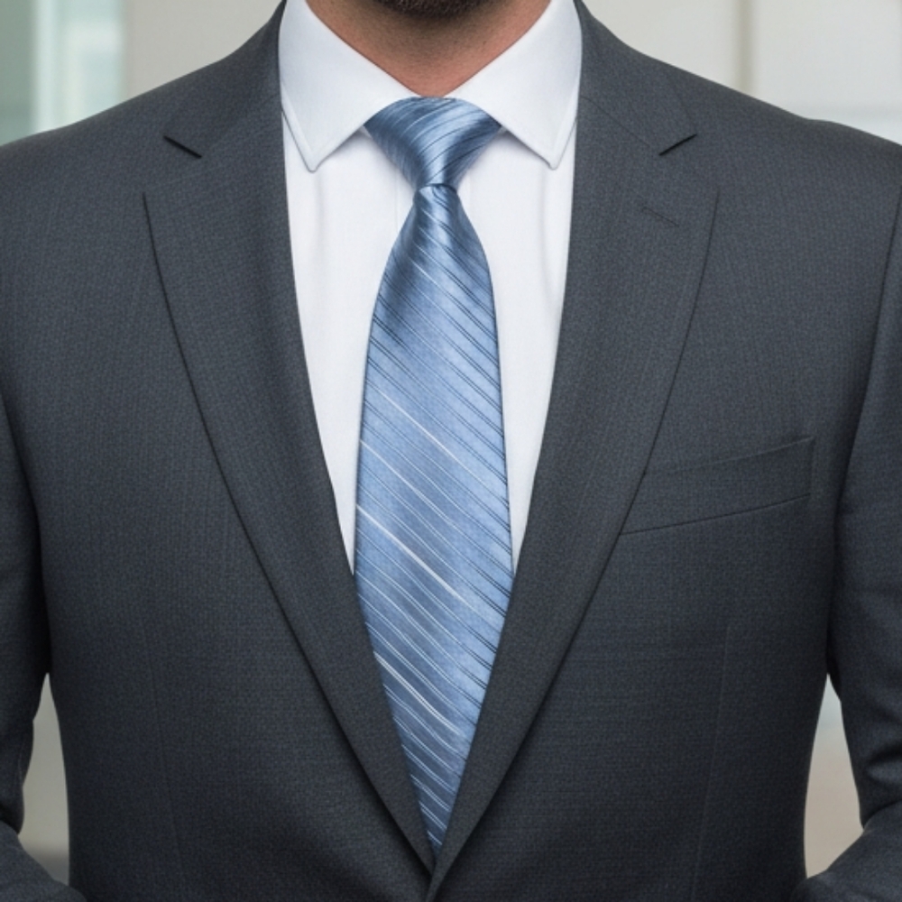 DKNY Light Blue Striped Tie